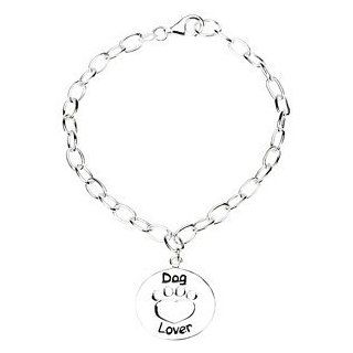 Sterling Silver Heart U Back Dog Lovers Link Charm Bracelet 7" (can easily be resized) Jewelry