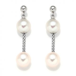 Imperial Pearls 14K White Gold Jumbo 8 8.5mm Cultured Freshwater Pearl Drop Ear