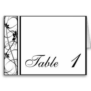 Black Scroll Border Table Number tent card