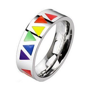 Stainless Steel Multi Rainbow Triangles Band Ring Jewelry