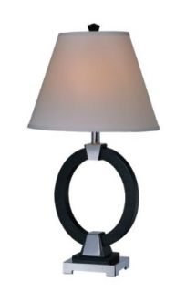 Lite Source LS 21106 Rhody Chrome Table Lamp, Leather Decoration with White Fabric Shade    