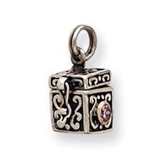 Sterling Silver Antiqued Prayer Box Charm Jewelry