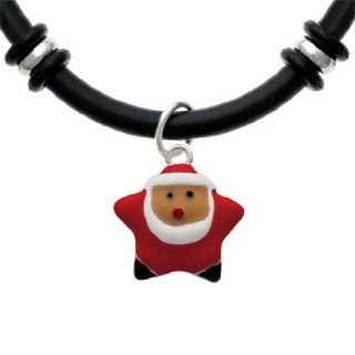 Star Santa Black Rubber Charm Bracelet [Jewelry] Delight Jewelry Snake Charm Bracelets Jewelry