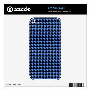 Classic Cornflower Blue, Black Houndstooth Pattern Decals For The iPhone 4