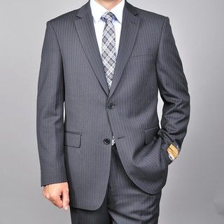 Men's Black Wool/ Silk Pinstripe Suit Suits