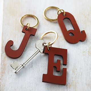leather letter key ring by discover attic.