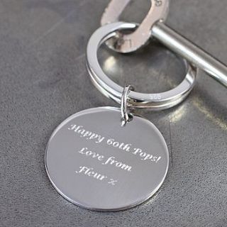 personalised round silver key ring by hersey silversmiths