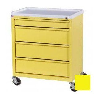 Harloff Compact Economy Treatment Cart With Four Drawers, Yellow  Utility Carts 