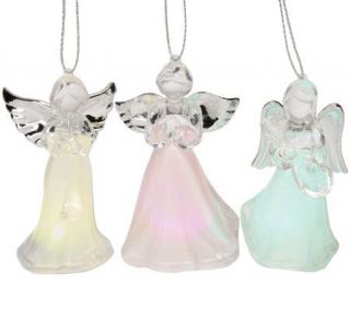 Mr. Christmas S/3 Morphing Acrylic Angel Ornaments with LED Lights —