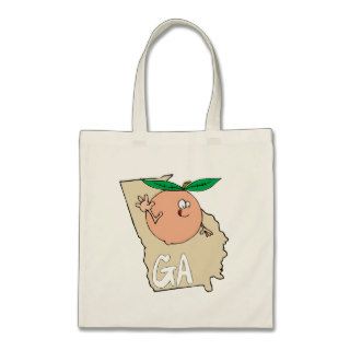 Georgia GA Map & Cartoon Peach Fruit Bag