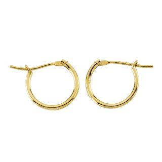 14K Yellow Gold 10 MM Children's Click Hoop Earrings Jewelry