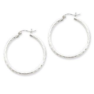 925 Sterling Silver Diamond Cut Large Hoop Earrings Jewelry