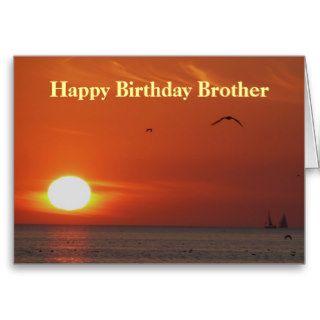 Happy Birthday Brother, Gulf sunset with boats Greeting Cards