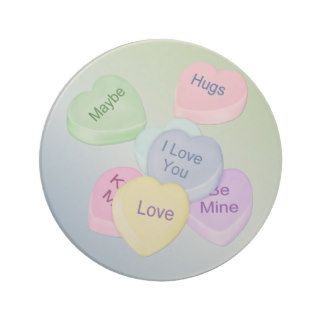 Candy Hearts and Text Drink Coasters