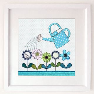 sale watering can and flowers unframed print by jenny arnott cards & gifts