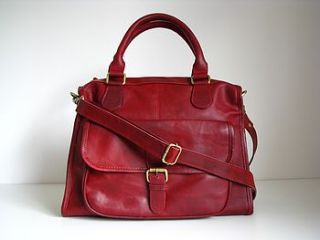 red leather satchel handbag by the leather store