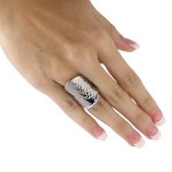 Toscana Collection Black Ruthenium Hammered Concave Cigar Band Palm Beach Jewelry Gold Overlay Rings