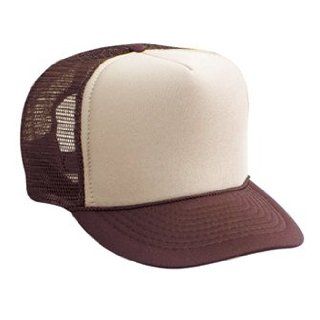 Professional Style Polyester Foam Front High Crown Golf Style Mesh Back Two Tone Adjustable Hat Cap   Brown/Tan/Brown Clothing