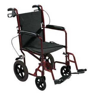 Drive Medical Expedition Aluminum Transport Wheelchair with Hand Brakes, Blue, 19" Health & Personal Care