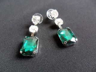 emerald green coloured drop earrings by yatris home and gift