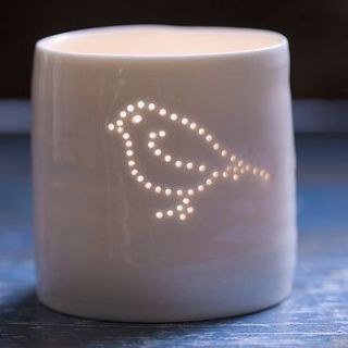 porcelain robin tea light by luna lighting