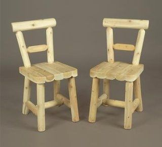 Pack of 2 Harvest Family Natural Cedar Log Style Wooden Indoor Dining Chairs  