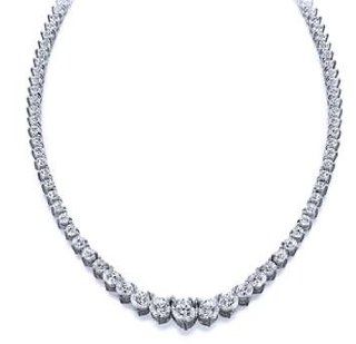 10.00 ct. TW Graduated Round Cut Diamond Tennis Necklace Chain Necklaces Jewelry