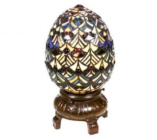 Limited Edition Tiffany Style Jewel Tone Egg 12 Accent Lamp —