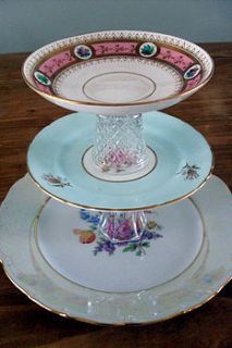 pearlised pastels vintage cake stand by once upon a tea cup