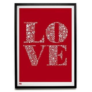 'love' hand pulled screen print by hopscotch of henley