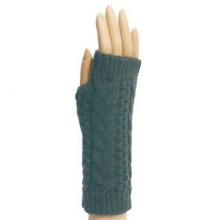 Luxury Divas Dark Grey Cable Knit Fingerless Arm Warmer Gloves Fashion Arm Warmers