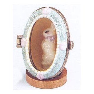 Bunny in Shadowbox Easter Egg Porcelain Hinged Box Toys & Games