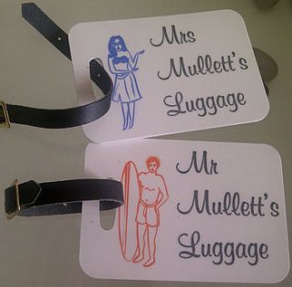 personalised mr and mrs luggage tags by loving luxuries