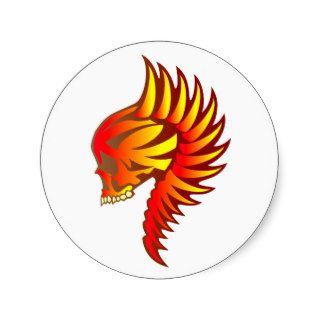 Flame head of flames skull stickers
