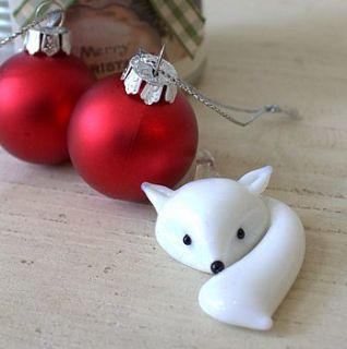white glass fox hanging decoration by ella james
