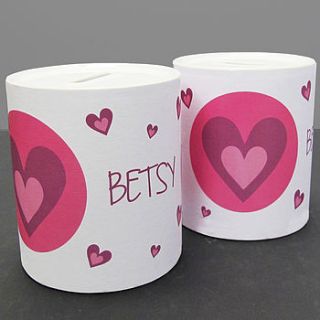 personalised 'love heart' moneybox by a piece of ltd