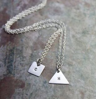 personalised geometric letter tag necklace by posh totty designs boutique