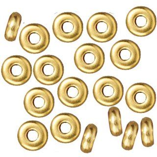 Bright 22K Gold Plated Lead Free Pewter Disk Heishi Spacer Beads 4mm (50)