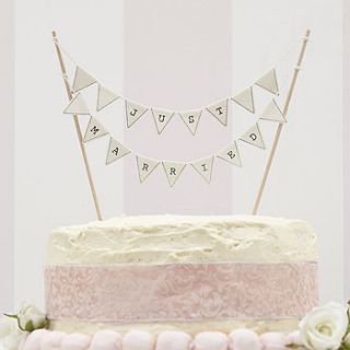 ivory 'just married' wedding cake bunting by ginger ray