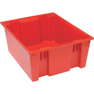 Quantum Storage Stack and Nest Tote Bin — 23 1/2in. x 19 1/2in. x 10in. Size, Red, Carton of 3  Totes
