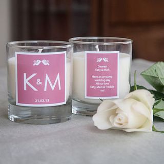 personalised initial wedding candle by kisses and creations