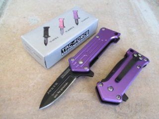 TAC FORCE Mini Joker "Why So Serious" Assisted Opening Linerlock Purple A/O Speed Rescue Knife  Hunting Knives  Sports & Outdoors