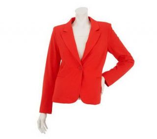 Kelly By Clinton Kelly Button Front Knit Blazer w/ Novelty Lining —