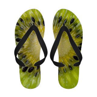 Kiwi Green Fruit w Seeds Sliced Closeup Background Sandals