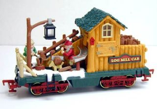 New Bright Holiday Express Log Mill Wood Car —
