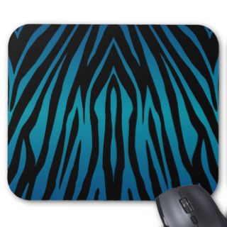 Bright Blue and Black Zebra Stripes Mousepad