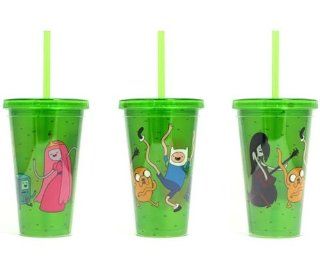 Adventure Time Dancing Carnival Plastic Pint Glass With Straw Kitchen & Dining