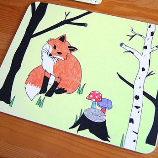 fox and tree placemat or set by superfumi