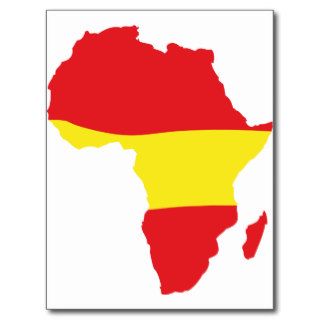 africa shape spain flag postcard