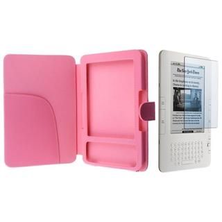 Pink Leather Case/ Screen Protector for  Kindle 3 Eforcity e Book Reader Accessories